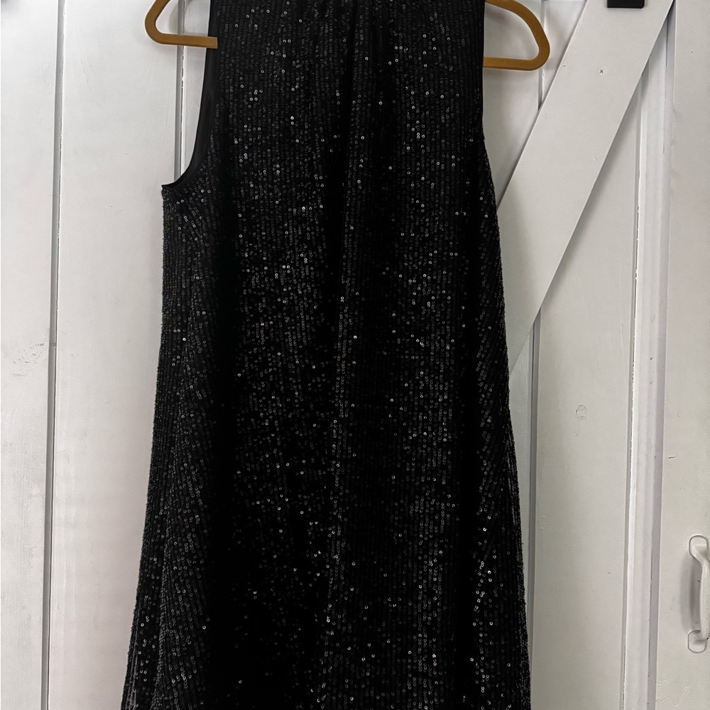 Vineyard Vines Black Sequin Halter Cocktail Dress